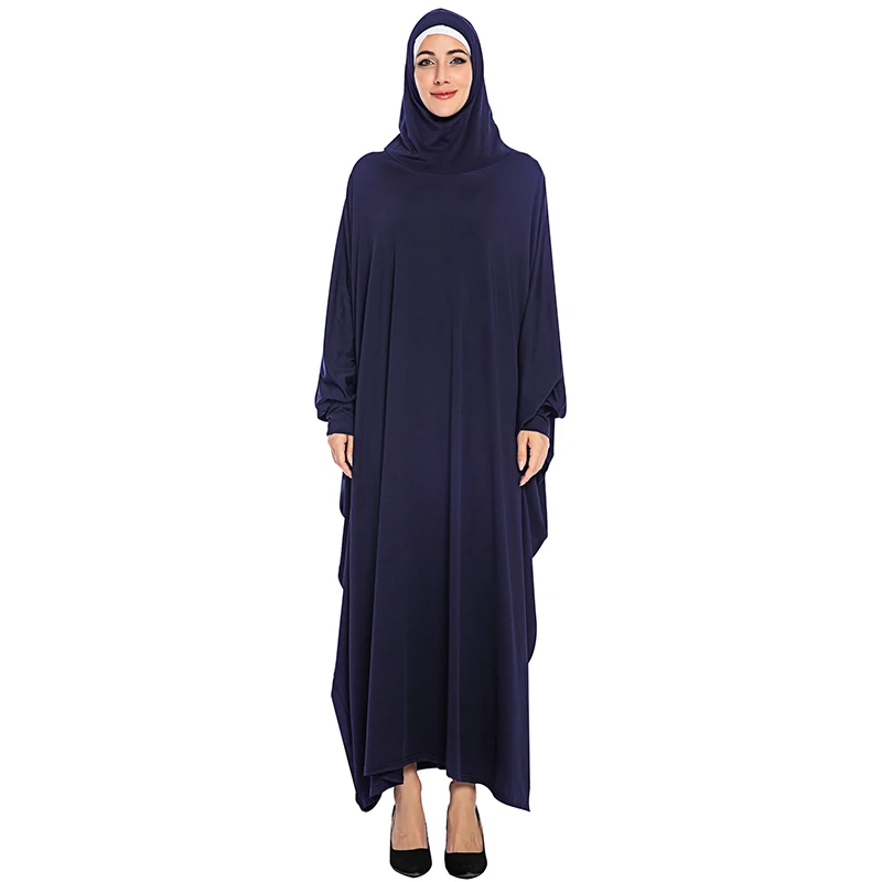 blue abaya Siskakia, надземные Абая, большой размер, рукав "летучая мышь", мусульманский химар, однотонный, плюс размер, джилбаб, элегантные халаты для женщин, арабский, Новинка - Цвет: blue abaya