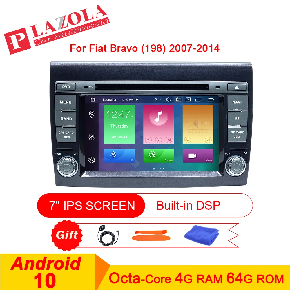 Автомагнитола 2 Din на Android 10 для Fiat Bravo 2007 2014 мультимедийный DVD плеер стерео радио GPS