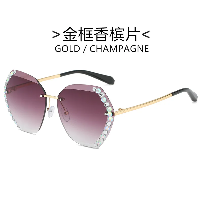 2020 алмазные блестящие 4 цвета металлические очки без оправы женские модные