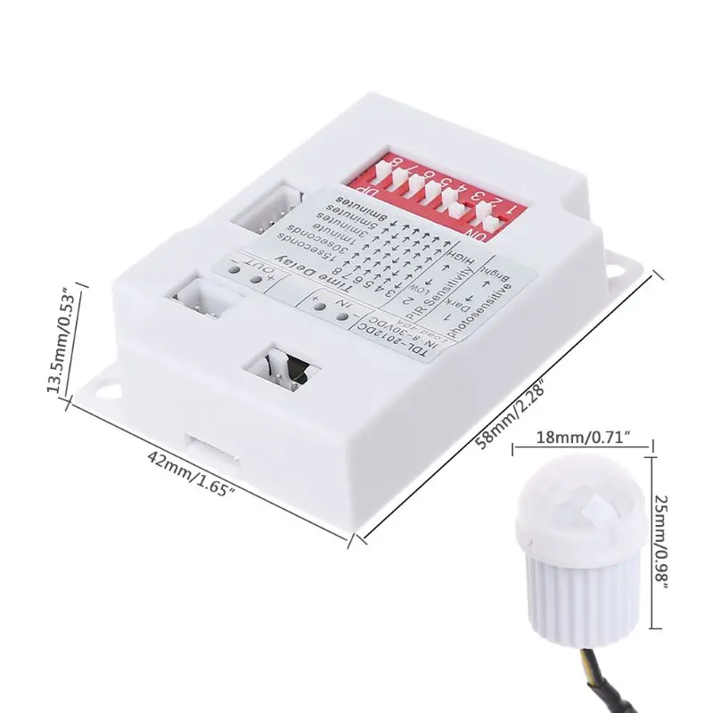 

28EB PIR Motion Sensor Switch TDL-2012 IR Infrared Body Induction Detector 12VDC