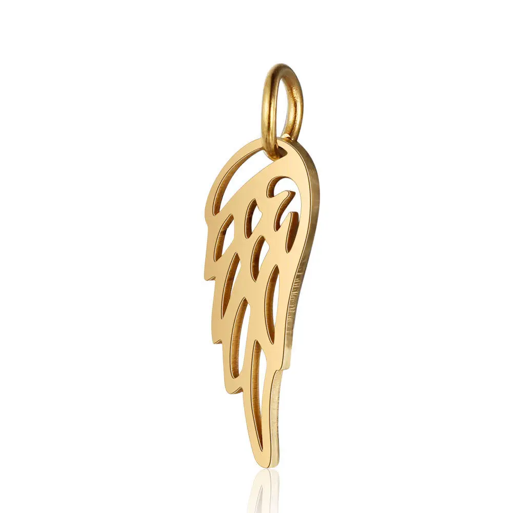 

Gold Silver Rose Gold 3 Colors Titanium Steel Wing Pendant Fully Polished Laser Cut Stainless Steel Jewelry DIY Gilded Pendant