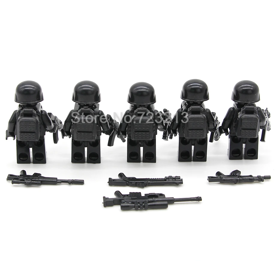 5 шт./лот SWAT Ghost Soldier Военный Набор фигурок оружие пистолет строительные блоки наборы модели кирпичи развивающие игрушки для детей