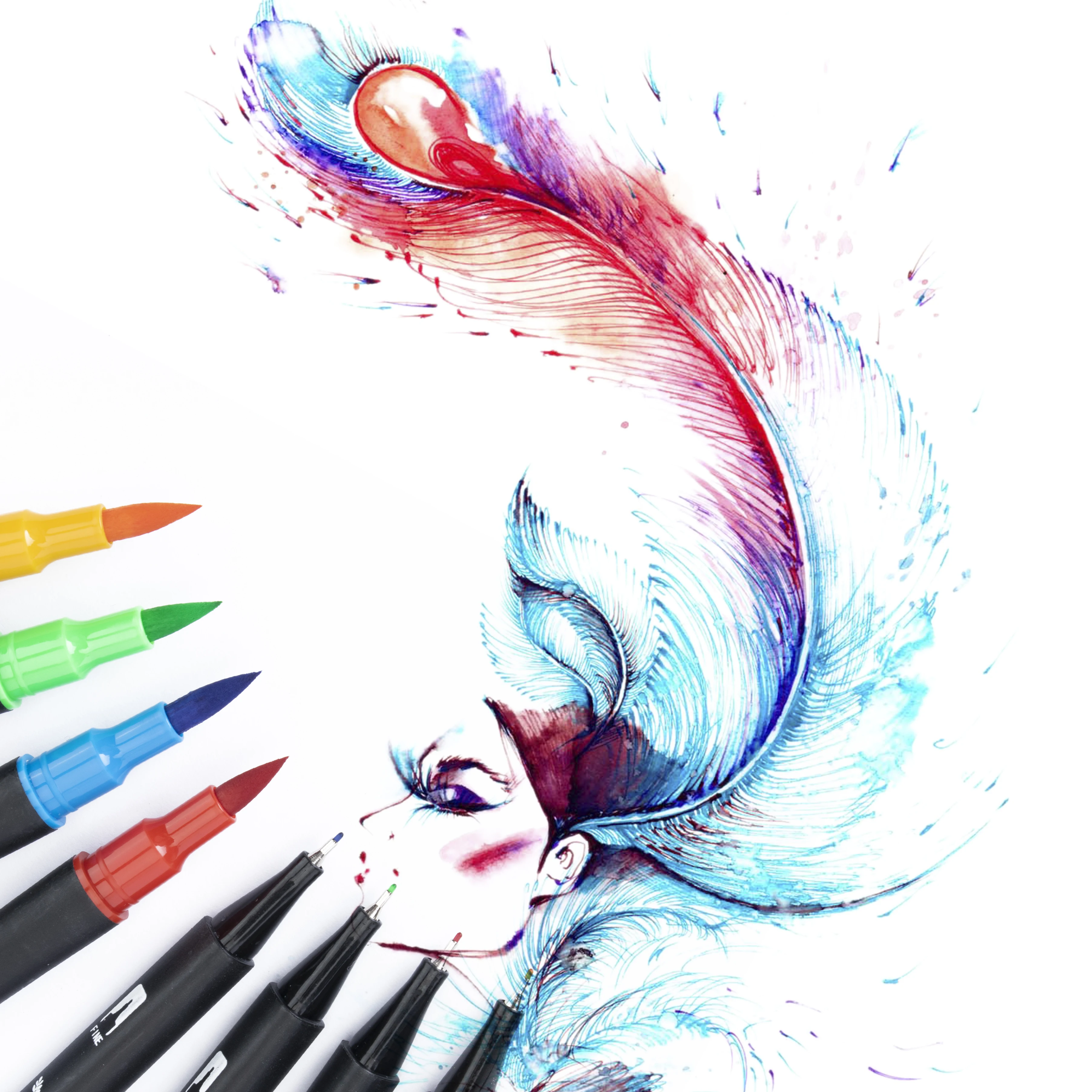 

120 Colors Brush Pen Art Markers Watercolor Fine Liner Dual Tip Set For School Art Supplies Best Effect For Drawing And Painting