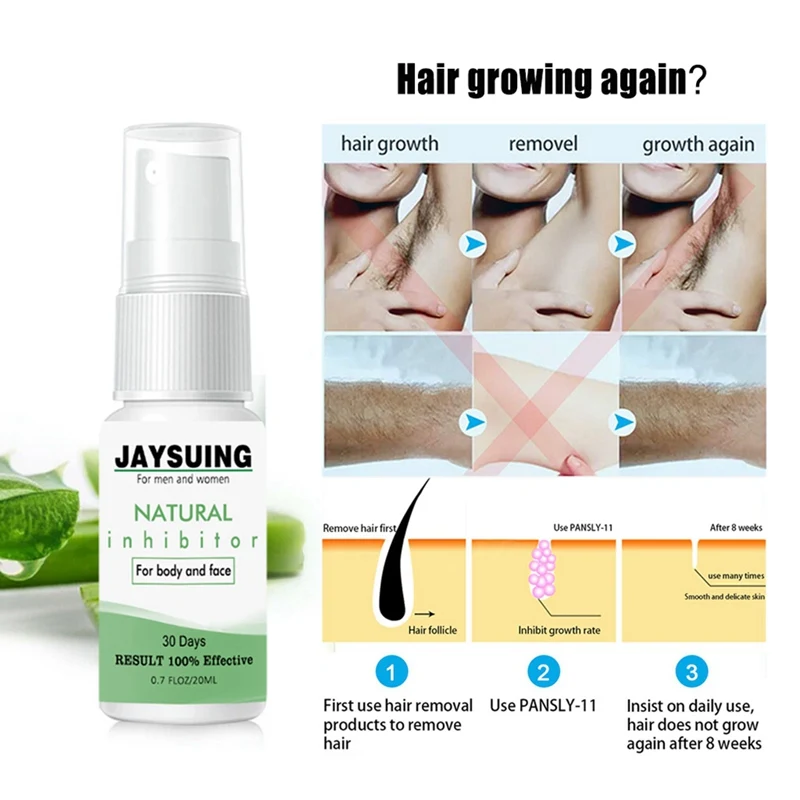 New Hair Growth Inhibitor Pubic Repair Spray Facial Remover Aloe Extract Reduce Density 20ml | Красота и здоровье