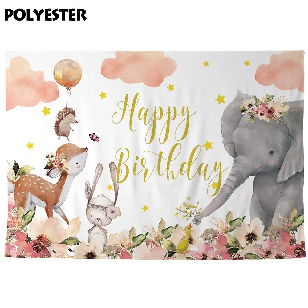Allenjoy занавески на день рождения с изображением слона оленя кролика ежика