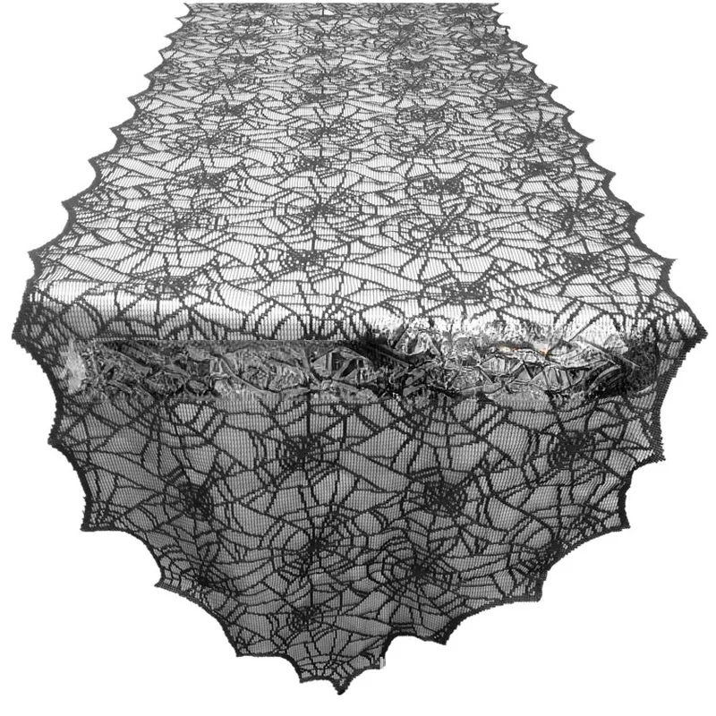 Кружевное украшение на Хэллоуин паутина череп скелет черная скатерть каминная