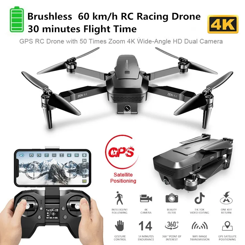Gps Дроны с камерой HD 4K двойная камера зум 5G FPV Дрон бесщеточный мотор 30 минут время полета Квадрокоптер RC гоночный Дрон игрушка