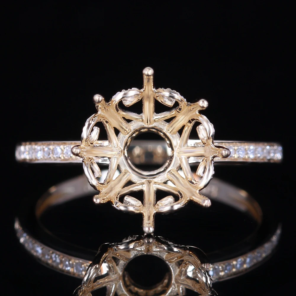 Кольцо HELON с полукруглым креплением 10 -11 мм однотонное 14 к желтое золото