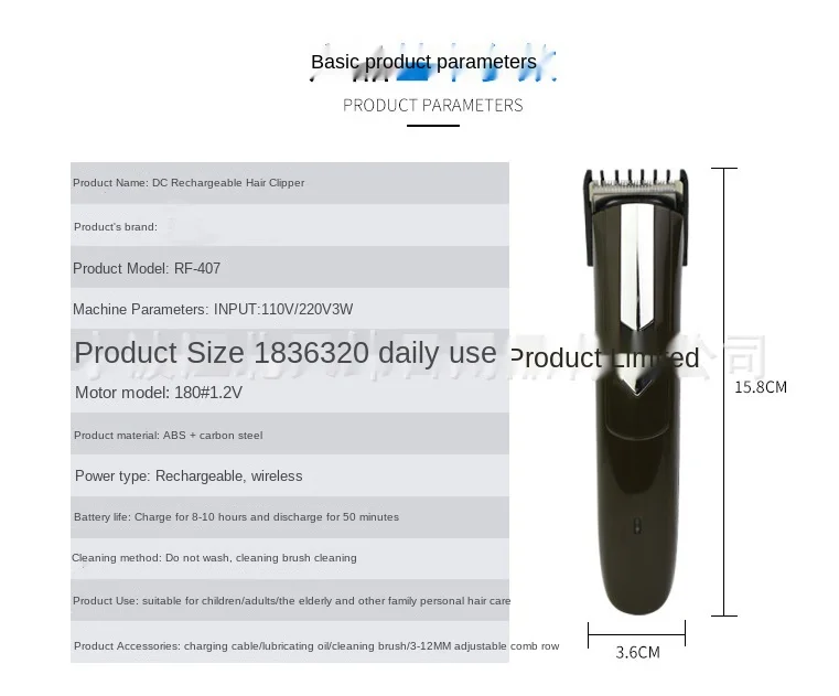 

Barber Electric Hair Clipper Rechargeable Hair Trimmer for Men Hair Cutting Machine Shaving Beard Electric Razor