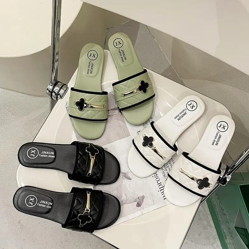 

Women's Flat Slippers for Home Round Toe Slip On House Shoes Women 2021 New Fashion Black Slides Woman Casual Indoor Shoe Female