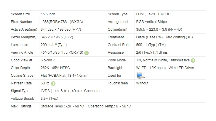 Для ноутбука HP Pavilion HD 1366*768 40pin B156XTN04.2 B156XTN04.3 для AUO B156XW04 V0 V1 V5 V6 Innolux BT156GW03 V.0 45%