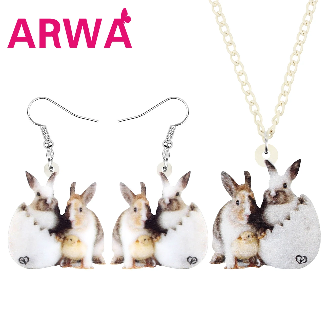 ARWA акриловые пасхальное двойной заяц Банни Чик кролик комплекты ювелирных
