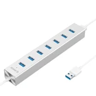 USB-Концентратор ORICO 7013-U3-SV, 7 портов, USB 3,0, с адаптером питания 5 В, разветвитель OTG для компьютера, ноутбука (штепсельная Вилка стандарта США), серебристый