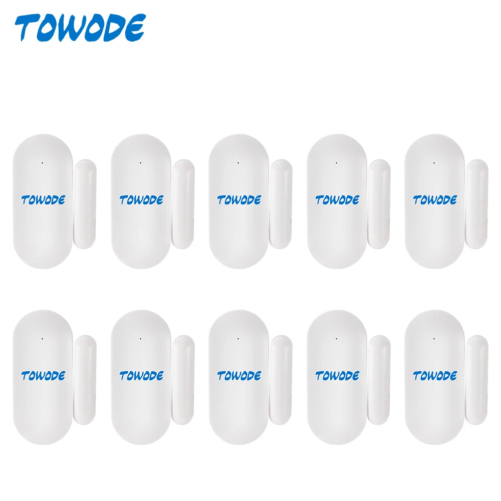 

10 шт., беспроводные магнитные датчики двери TOWODE, 433 МГц
