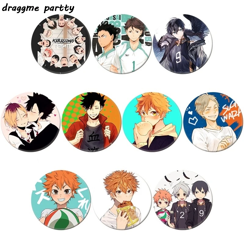 1 шт Аниме Haikyuu! Брошь-булавка Хината шойо 58 мм Япония Значки для косплея