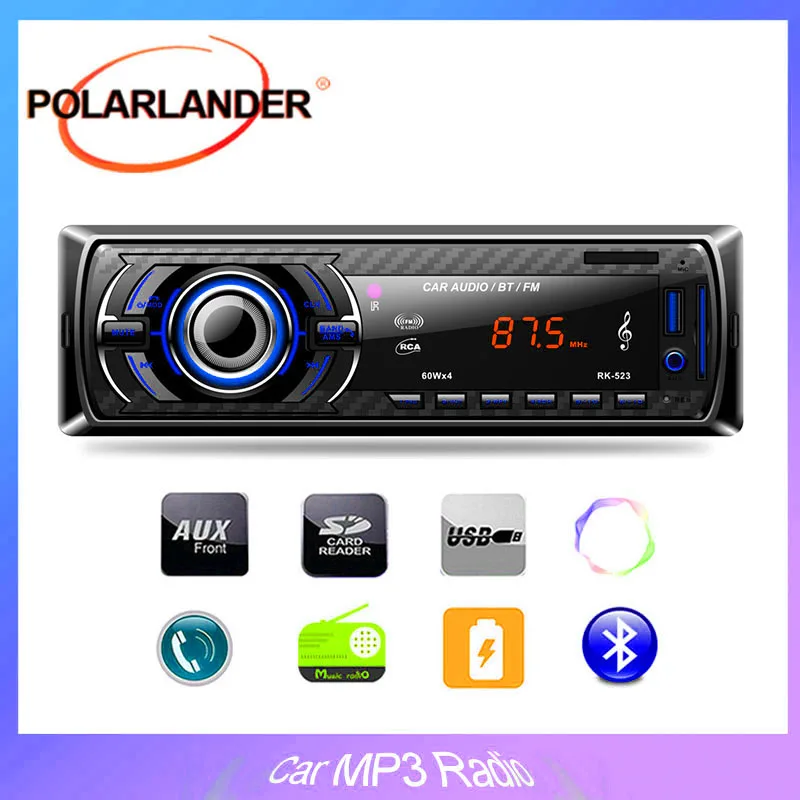 

RK-523 стерео аудио MP3 плеер черный FM функция 4 колонки DC12V для автомобиля Поддержка USB/SD/Кардридер Bluetooth