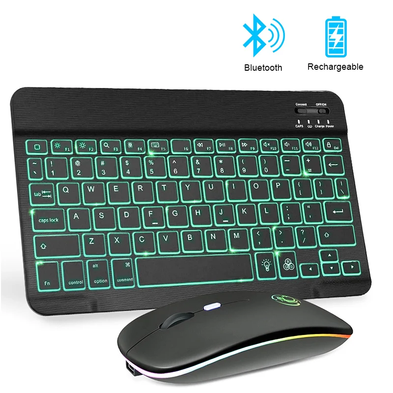 

RGB Wireless Keyboard And Mouse Mini Bluetooth Keyboard Mouse Combo Keyboard With Backlit For Phone Tablet Laptop Ipad Computer