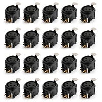 artudatech 20pcs 3pole lock xlr female chassis socket pcb panel connector for mic guitar