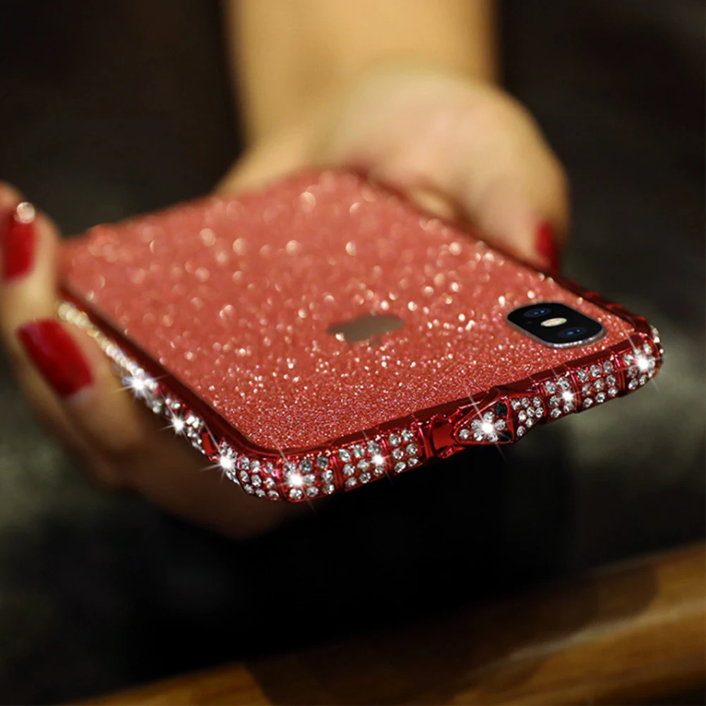 

Luxury Diamond Bling Case For Apple iphone 11 Pro Max Xs Max Xr X 6 6s 7 8 Plus Frame Rhinestone Flash Glitter Capa Coque