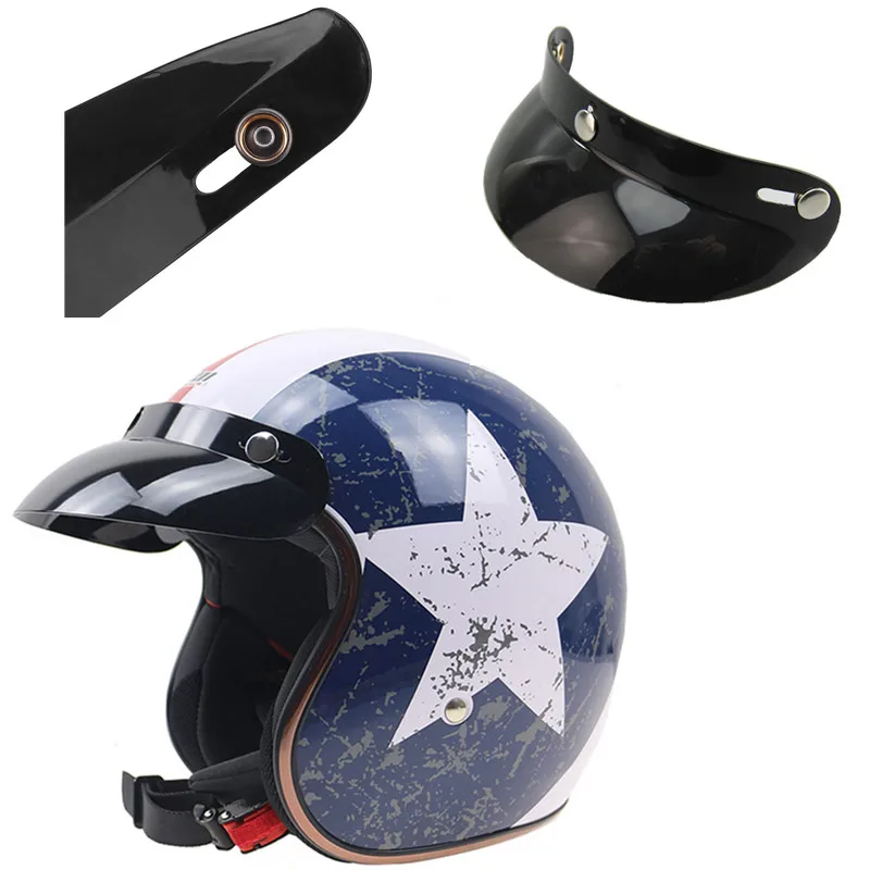 Универсальный мотоциклетный шлем для Yamaha Ретро 3 кнопки солнцезащитный козырек