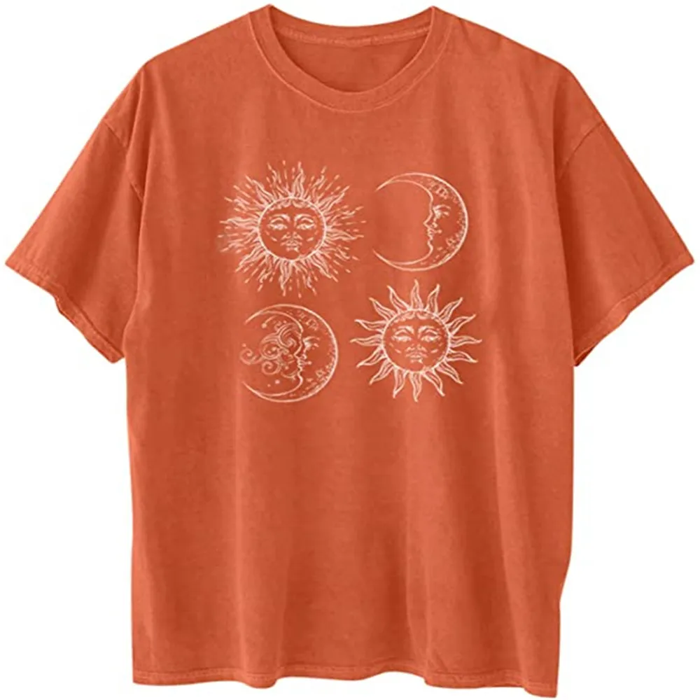 

Women Summer Oversized T-Shirt Harajuku Sun Totem Printed Tees Short Sleeve O-Neck Soft Tops Camisetas Mujer 2021