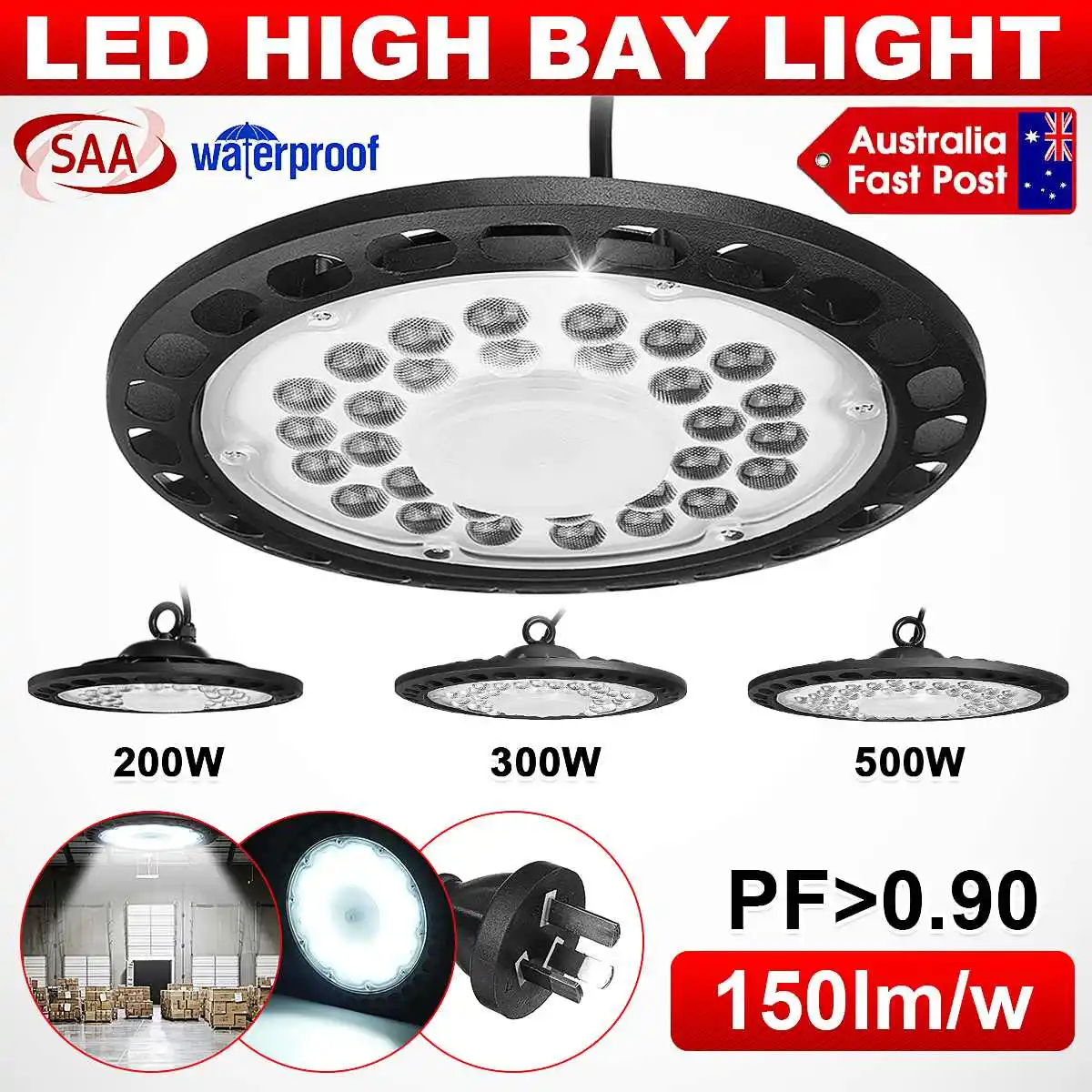 

500W/300W/200W for UFO LED Lights 110V 220V Waterproof Commercial Lighting Industrial lamp Warehouse Led High Bay Lamp Garage