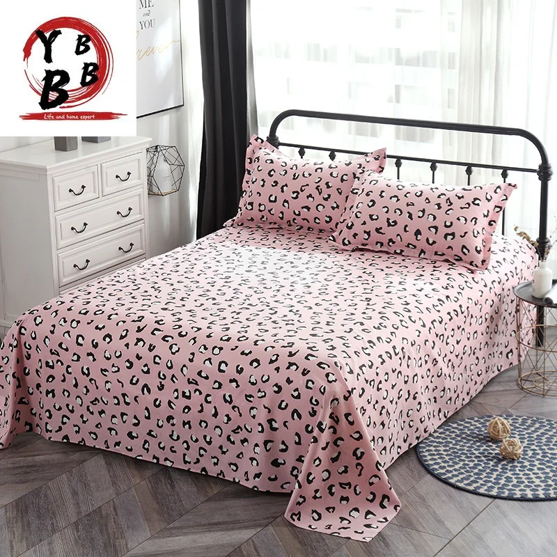 

2019 Luxury Leopard Bedding Set Soft Duvet Cover pink Bed Sheet Pillowcase single double Queen King Size Pure cotton bedclothes