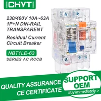 free shipping chyt nbt1le 63 1pn 2p 3pn ac 230v 400v 63a 30ma 6ka transparent residual current circuit breaker leakage rccb