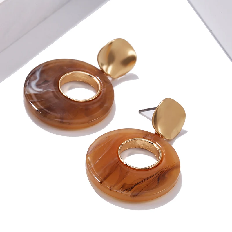 

Simple Design Acrylic Earrings Big Round Resin Earrings For Women Korean Fashion Elegant Calssical European Statement Jewelry