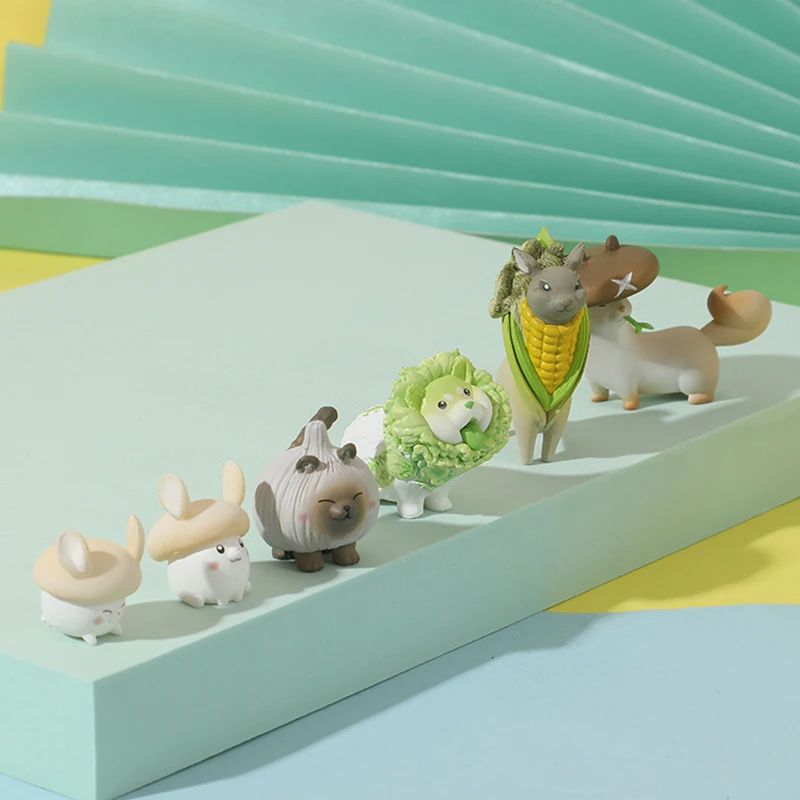 Caja de juguete de animales para regalo de cumplea&ntilde;os, figuras de animales de elfo, ciego, perro, gato, ciervo, h&aacute;mster, vis&oacute;n, sorpresa aleatoria, dibujos animados-4