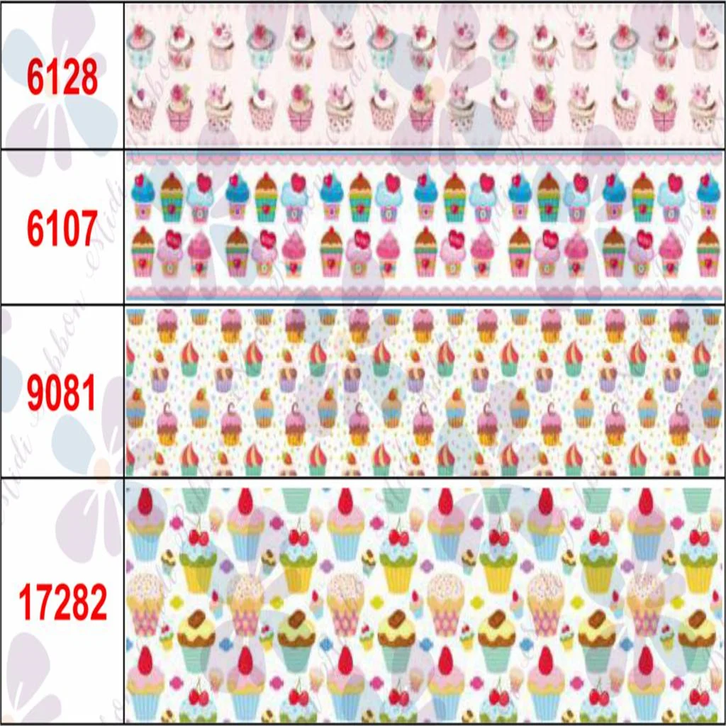 

16mm-75mm Cupcake Series Cartoon Heart Lover Printed Grosgrain/Foe Ribbon Fruits DIY Hair Bowknots 50yards/roll