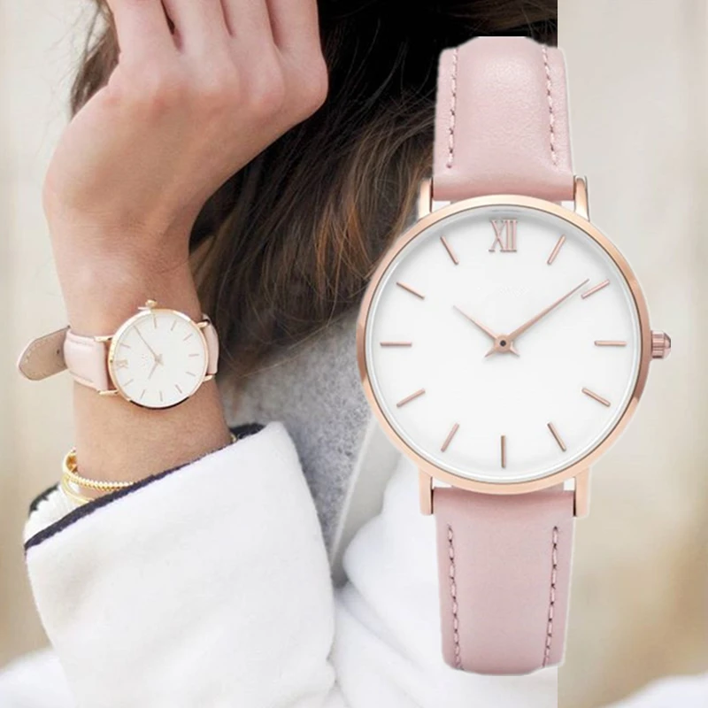 

Zegarek Damski Mode Einfache Frauen Uhren Frau Damen Casual Leder Quarzuhr Frau Uhr Relogio Feminino Montre Femme