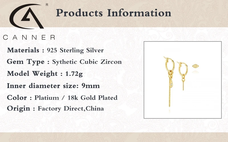 

CANNER 3pcs/ sets Devil'S Eye Zircon Hoop Earrings For Women Pendientes Plata 925 Huggie gold Earrings Jewelry Party Accessories