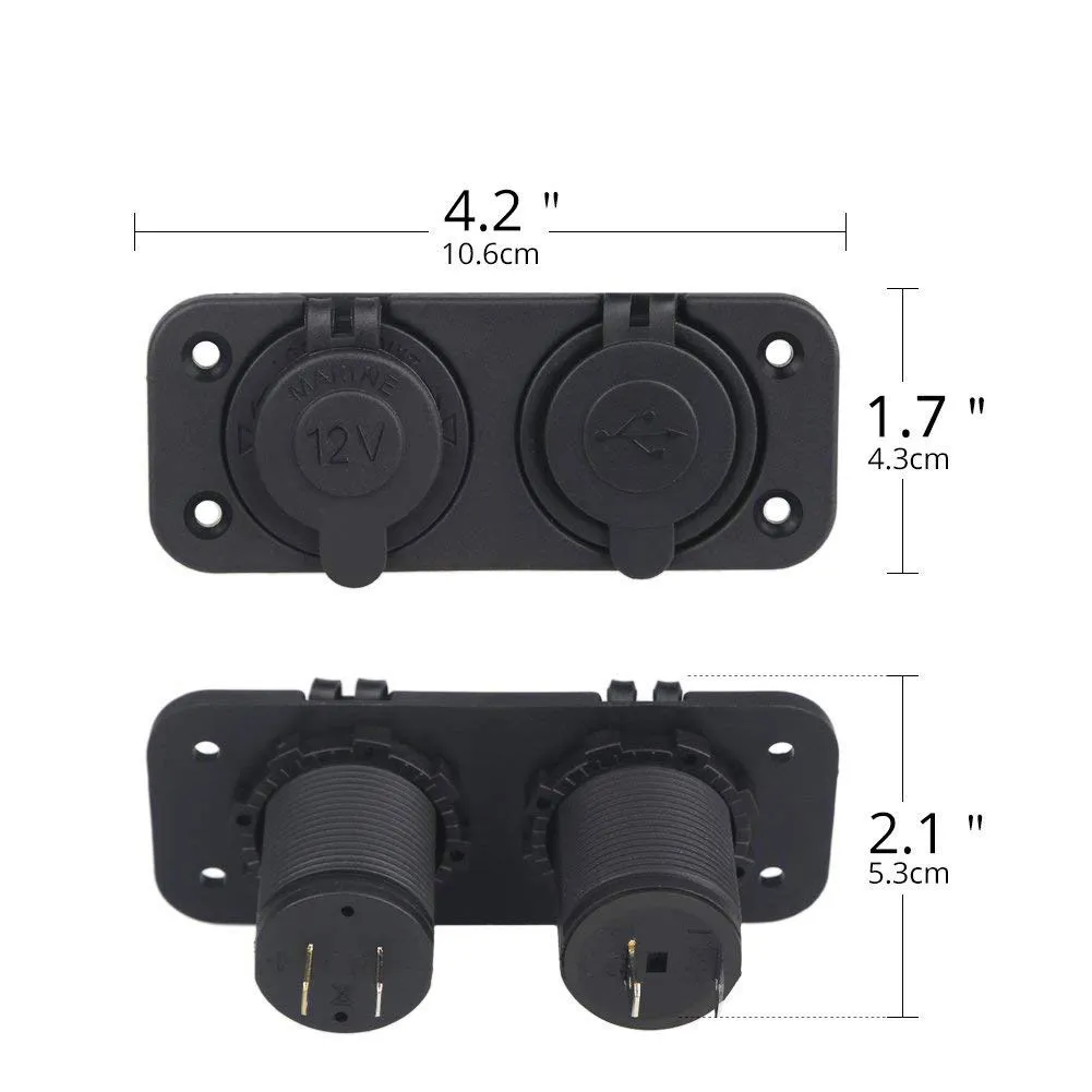 2 Переключатель отверстия Панель для автомобиля лодка яхта морской синий