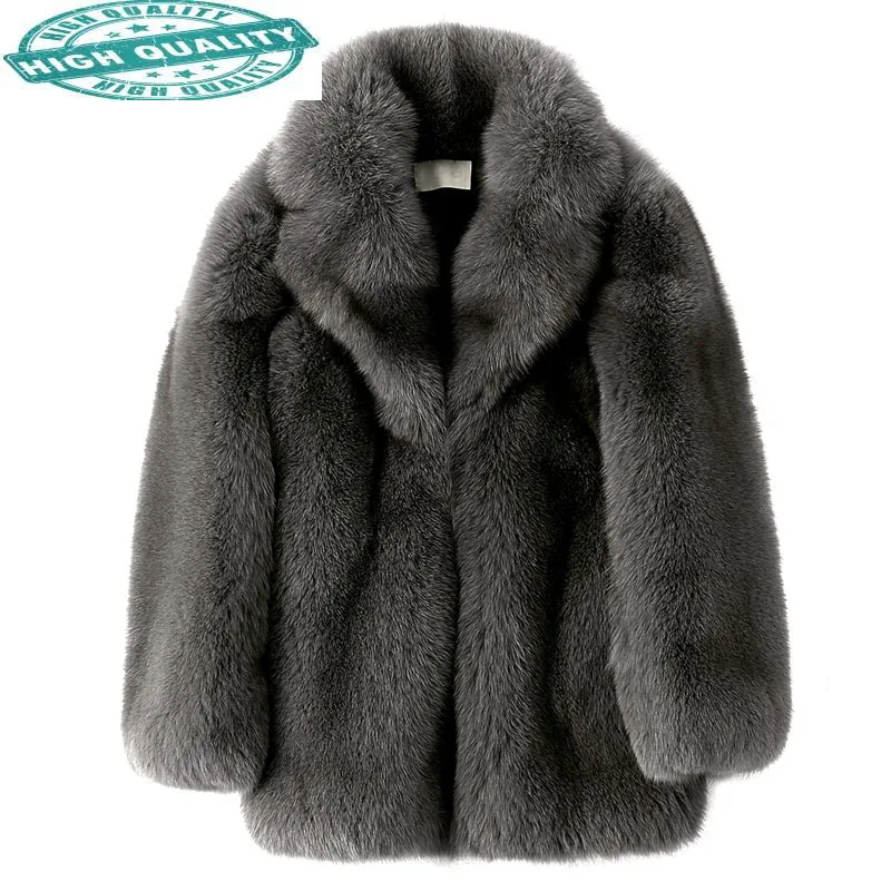 

100% Men Real Fox Winter Natural Fur Coat and Jacket New Arrival Manteau Homme Hiver 28282-2 KJ2424