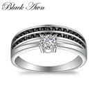 Женские вечерние кольца BLACK AWN, серебристые кольца из стерлингового серебра 925 пробы с украшением в виде черного оленя, C390