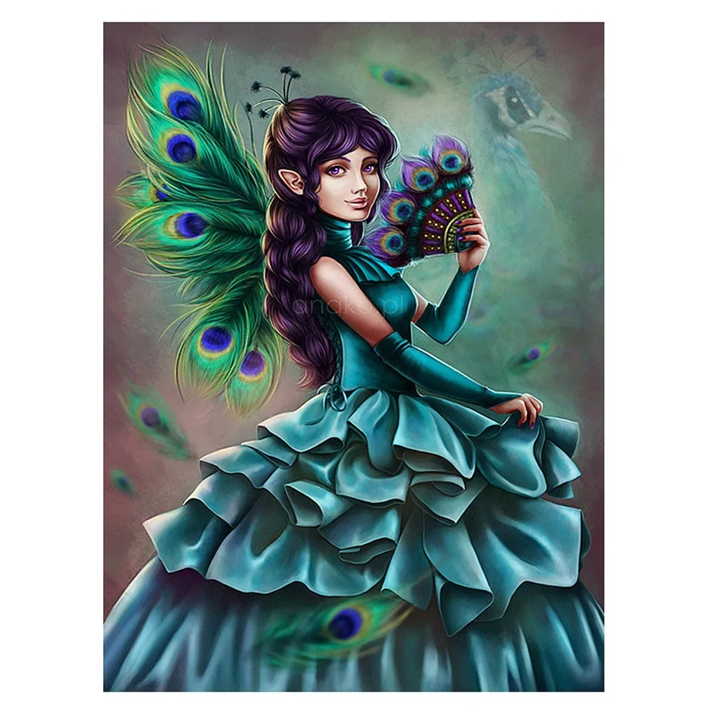 Алмазная Картина Павлин эльф печать вышивка картины горный хрусталь наклеенный