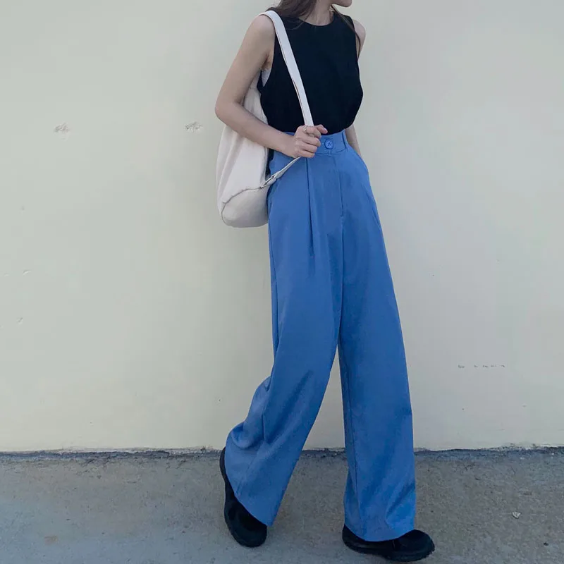 Новинка 2020 однотонные длинные штаны для женщин повседневный костюм брюки