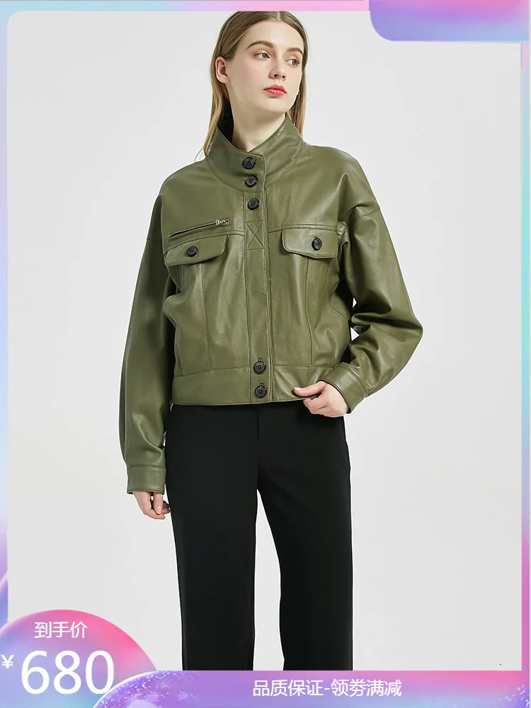 

Кожаная женская Новая повседневная куртка из овечьей кожи на раннюю весну 2021