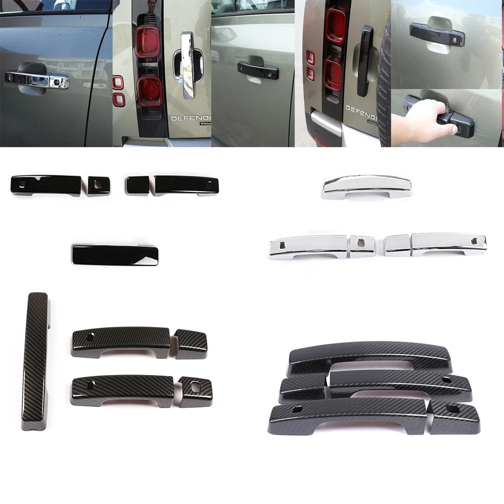 

ABS Plastic/ Real Carbon Fiber Side Door Handle Cover Trim Fit for Land Rover Defender 90 2020-2022 Exterior Car Accessories
