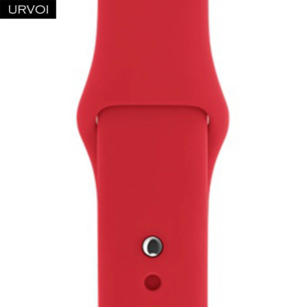 Red Спортивный ремешок URVOI для apple watch 5, 4, 3, 2, 1, силиконовый ремешок для iWatch 40 мм, 44 мм, застежка на булавке и застежке, новинка, сосновый зеленый - Цвет ремешка: Red
