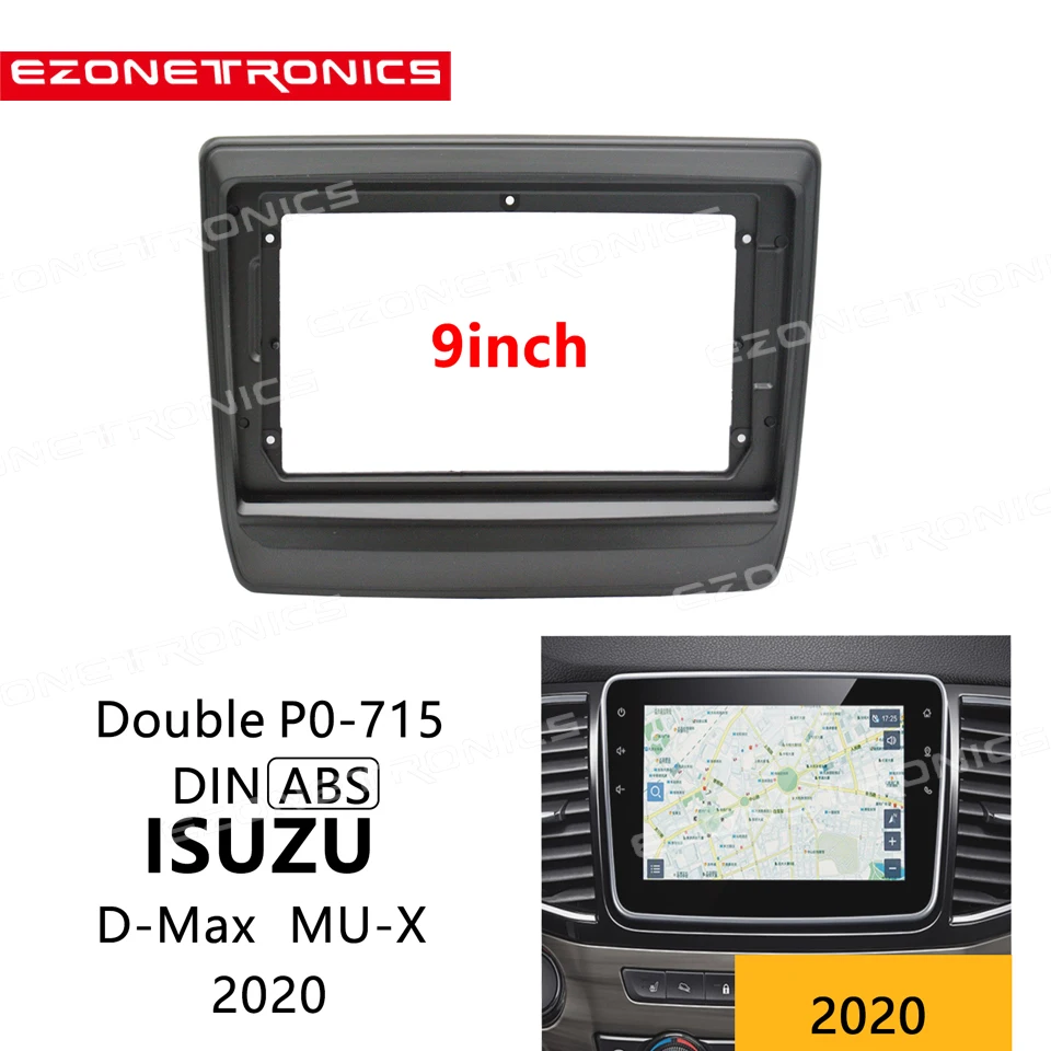 

2-1Din Car DVD Frame Audio Fitting Adaptor Dash Trim Kits Facia Panel 9 inch For ISUZU D-Max MU-X 2020 Double Din Radio Player