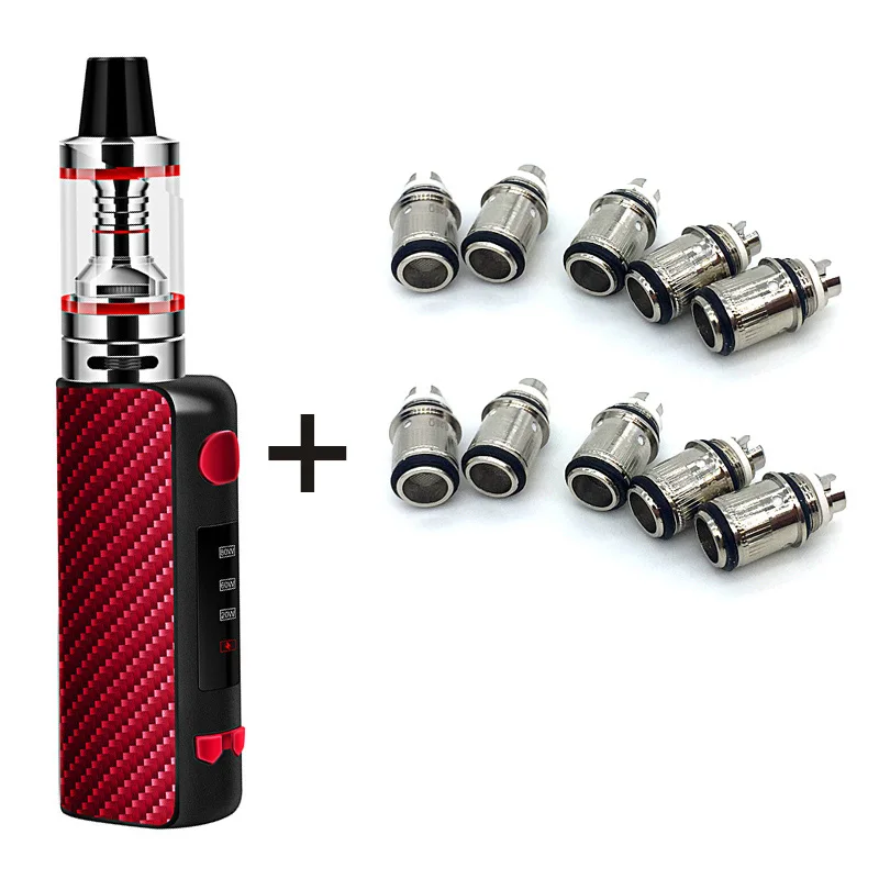 Red Has 10 Coils Мини 80 Вт Vape электронные сигареты лучший стартовый набор Mech Box Mod Kit испаритель кальян ручка вейпер E дым вейпинг сплав оболочка безопасный - Цвет: Red Has 10 Coils