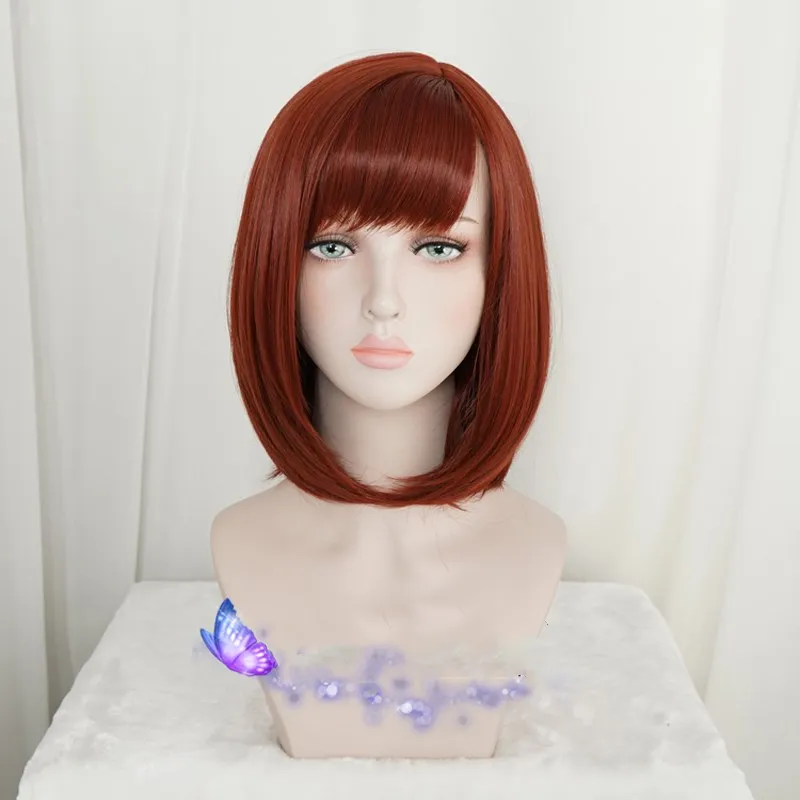 Парик для косплея Kingdom Hearts III Kairi из коротких красновато коричневых термостойких