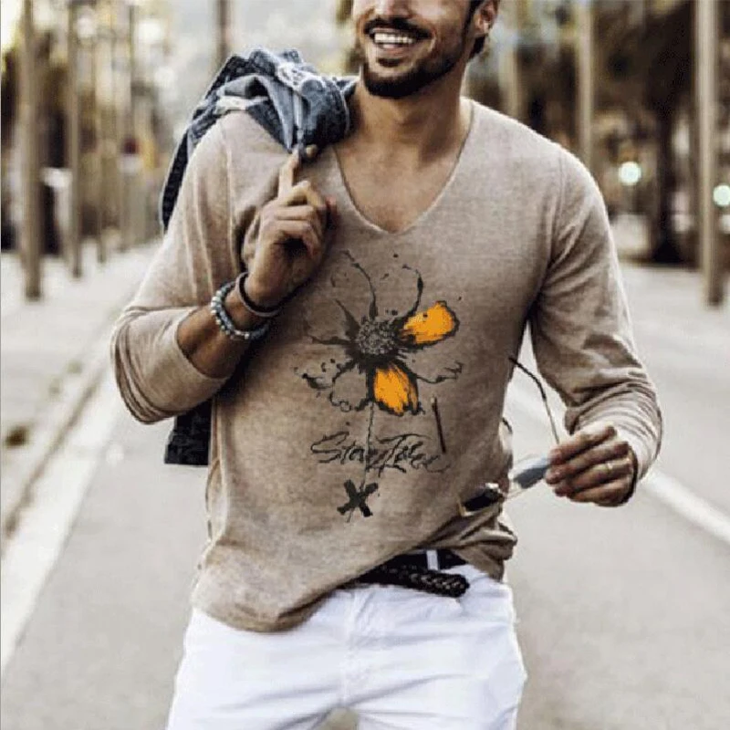 

Men Round Neck Pullover Long Sleeve Bottoming Shirt Long-sleeve T-shirt Oversize Tee Top Playing Card Print Shirt Casual Shirts