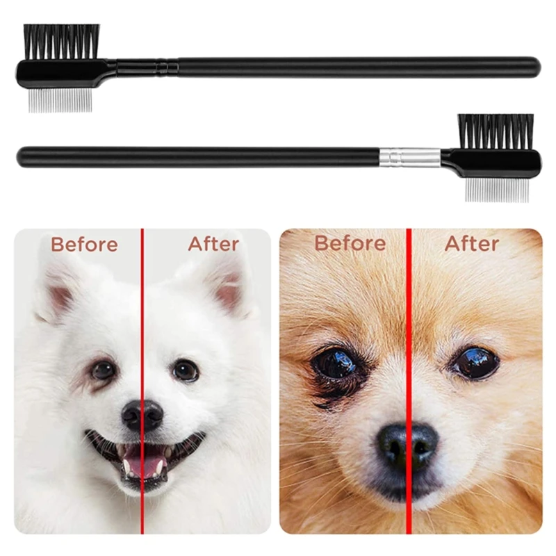 

Cat Dogs Comb Multipurpose Mini Double-Sided Brush Grooming Tool Combs for Small Pet Tear Stain Crust Mucus Removal для собак
