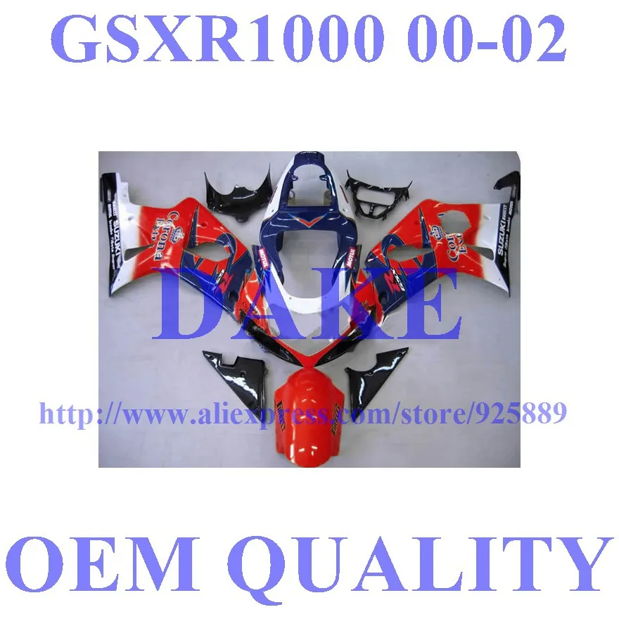 

Red Blue Corona Fairing Kit For SUZUKI GSX-R1000 GSXR1000 GSXR 1000 K2 K1 00 01 02 2000 2001 2002 Fairings Tim