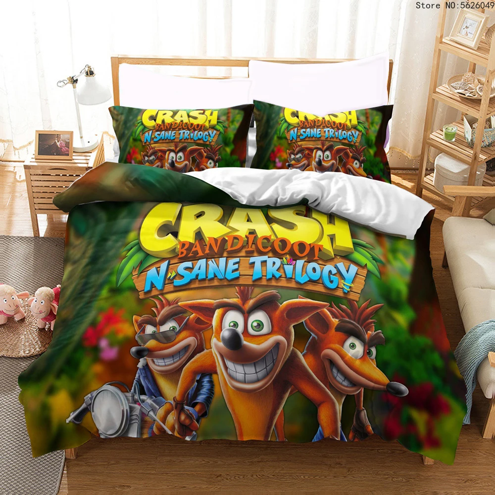 

Crash Bandicoot Bedding Set Cartoon Game Duvet Cover Sets Twin Queen King Size Kids Boys Bed Set Boys Home Cirb Bedroom Set