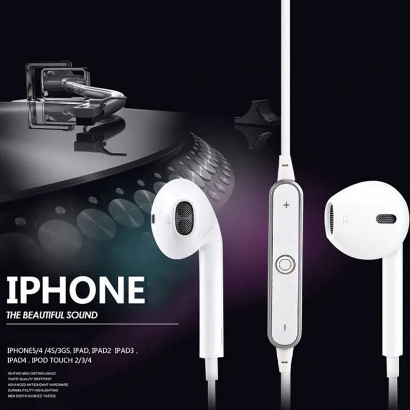 Спортивные беспроводные Bluetooth наушники S6 для телефона с микрофоном белые