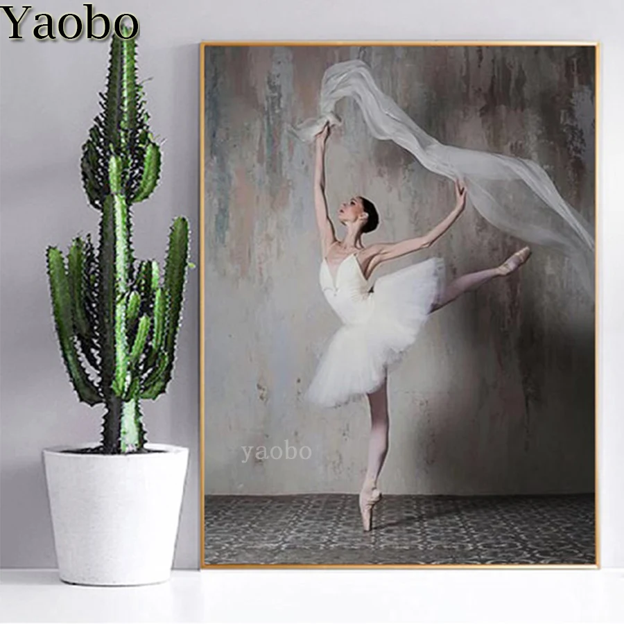 

5d Diy Diamond Painting Ballet dancer rhinestone full square round drill 3D diamond embroidery mosaic actor beauty decoration